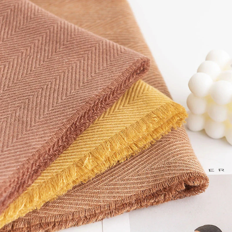 Herringbone pattern artificial cashmere scarf with tassel fringes