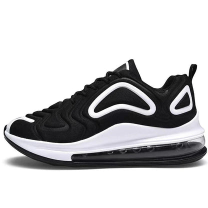 Comfortable black and red air cushion sneakers with lace-up closure for active men