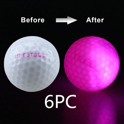 Luminous golf balls emitting a trail of light as they soar through the night sky, offering a captivating golfing experience.