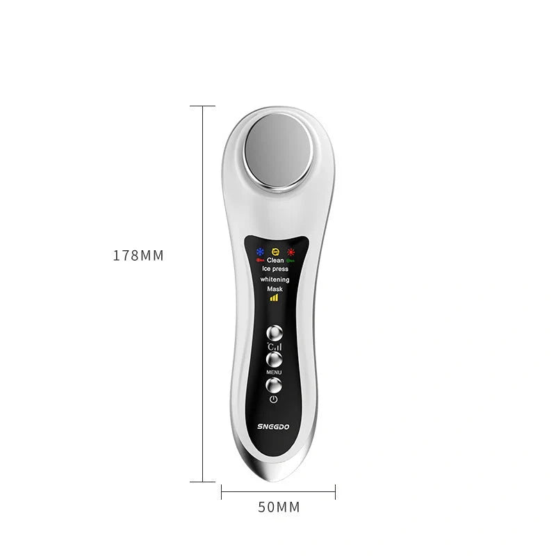 Hot & Cold Eye Massage Machine in pearl white and rose gold for skin and eye care