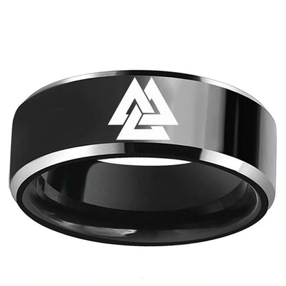 Stainless Steel Viking Odin Symbol Ring in various colours and sizes