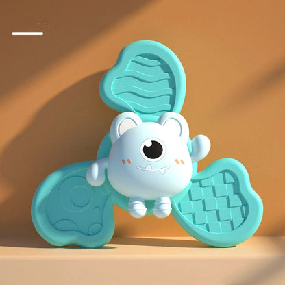 Baby bath spinning top toy with animal shapes and suction cups