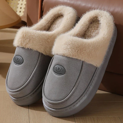 Cozy suede slippers with plush lining and non-slip sole for men's indoor comfort