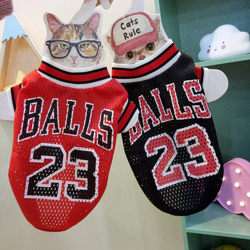 Breathable dog summer teddy vest in black and red, sizes for dogs 2 kg to 12 kg