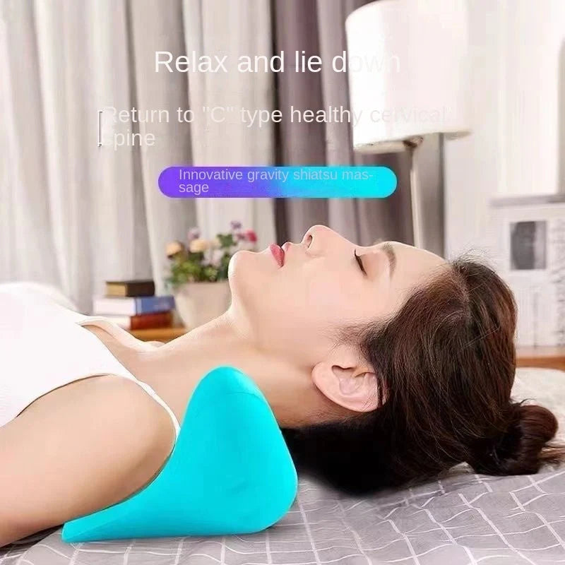 Blue natural latex cervical spine massage pillow for neck pain relief