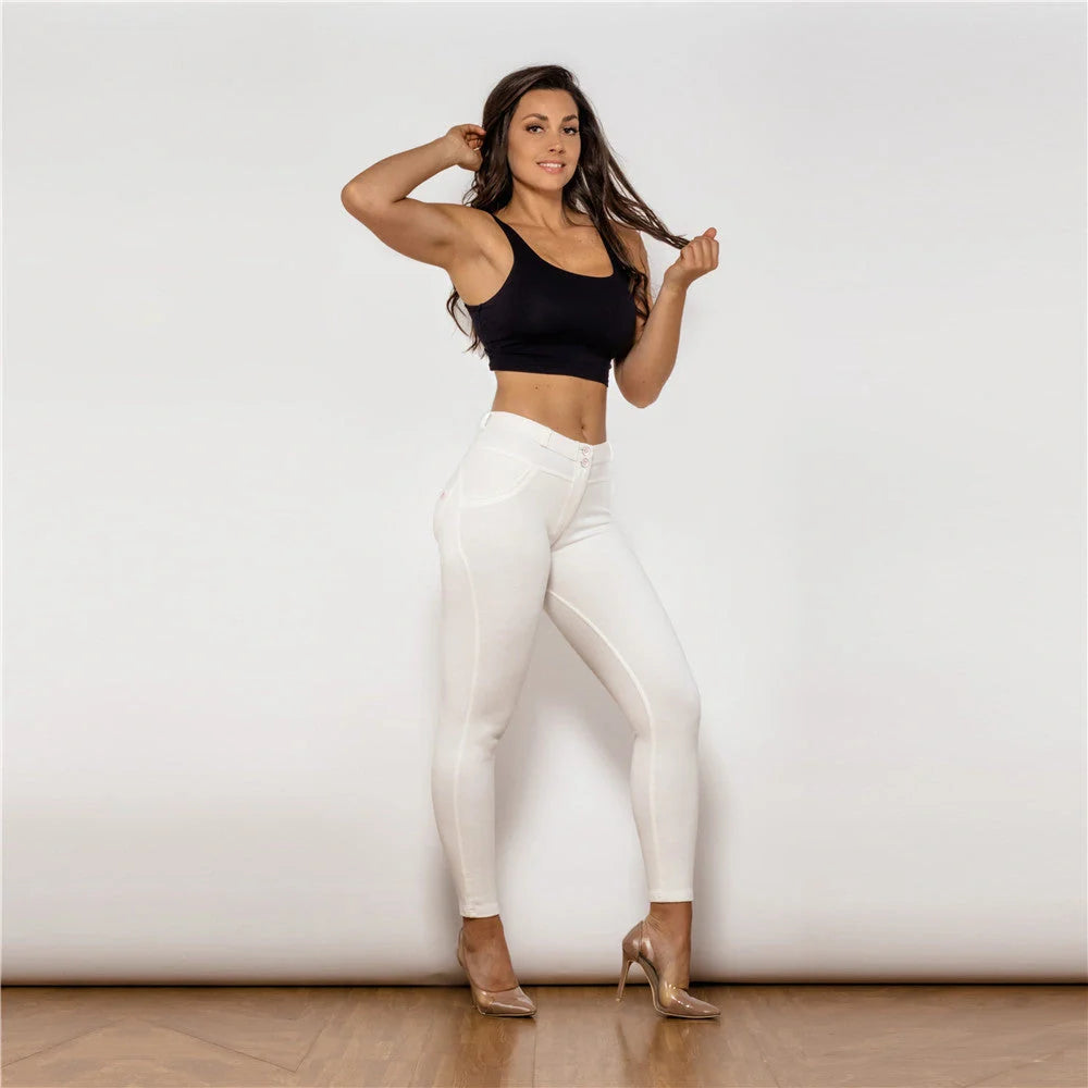 Shascullfites Melody Cotton Shaping Leggings in white, featuring booty lifting and anti-cellulite design