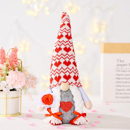 Plush gnome decorations in Cupid-inspired and romantic designs for Valentine's Day and holiday decor