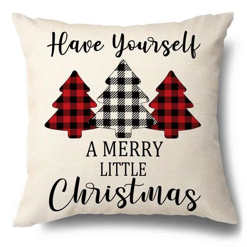 Christmas Hugging Pillowcase Flax Elk Design Sofa Cushion Cover with festive pattern
