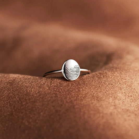 Elegant 925 Sterling Silver Storm Wave Ring in White or Yellow Gold for UK Women's Fashion