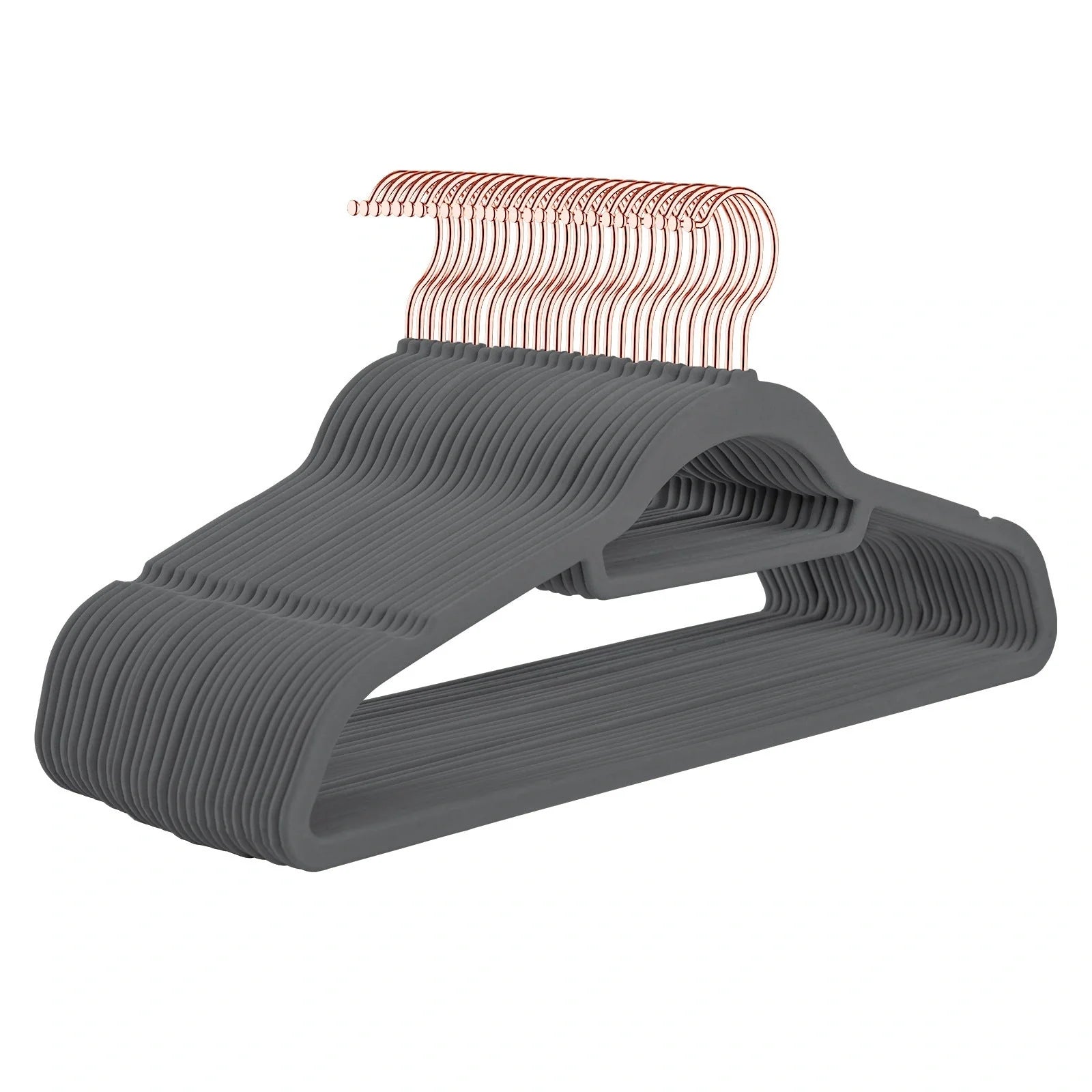 Multifunctional non-slip flocking hanger with rose gold hook in various colours