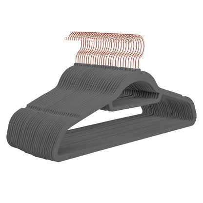 Multifunctional non-slip flocking hanger with rose gold hook in various colours