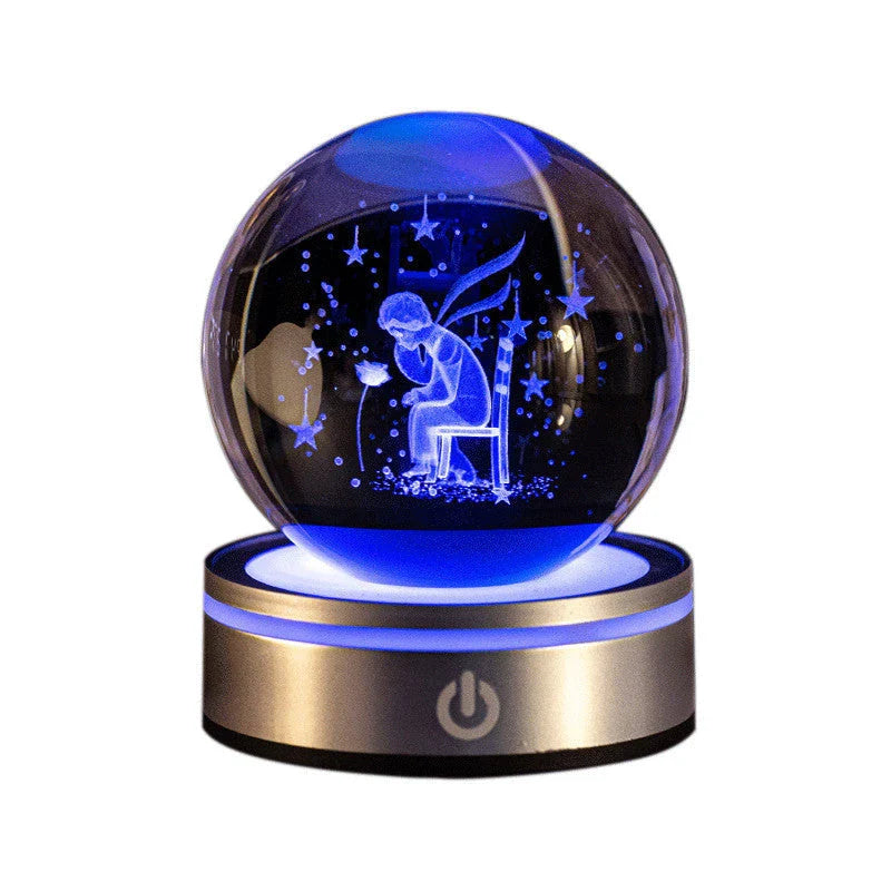 Captivating 3D crystal night lamp with intricate patterns and warm, soothing LED illumination for enchanting home decor