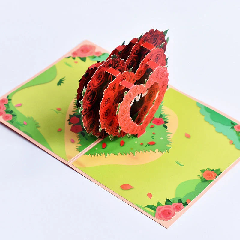 Handcrafted 3D pop-up greeting cards with vibrant floral designs, perfect for birthdays, anniversaries, and other special occasions