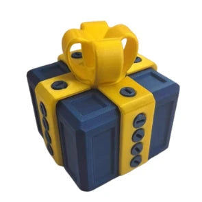 Clever Gag Gift Box - Unique 3D printed design in various colors with a humorous "trouble" concept for prank gifts and creative holiday presents