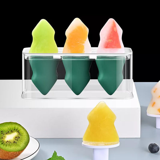 Summer Homemade Ice Cream Popsicle Box Silicone Cube Mold in green or yellow