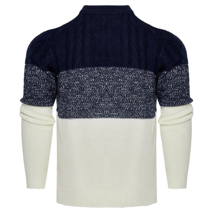 Men's Casual Cable Knit Colour Block Sweater in various colors and sizes
