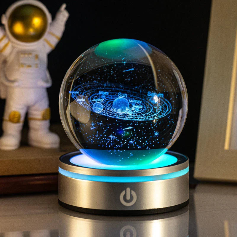 Captivating 3D crystal night lamp with intricate patterns and warm, soothing LED illumination for enchanting home decor
