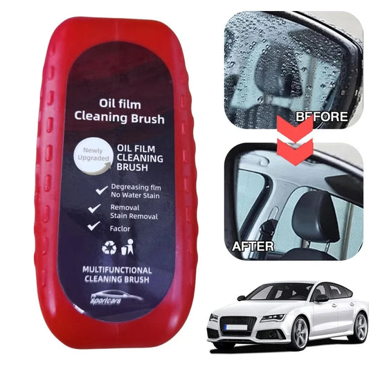 Automotive oil film cleaning brush with hydrophobic effect for windshields and glass surfaces
