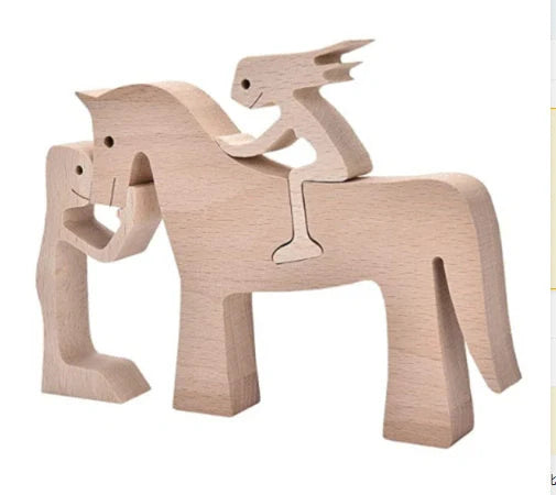 Nordic style wooden desktop ornament with animal design and polished finish