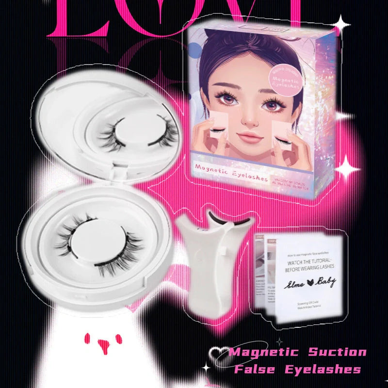 Premium magnetic suction false eyelashes in mink hair for a natural, glamorous look