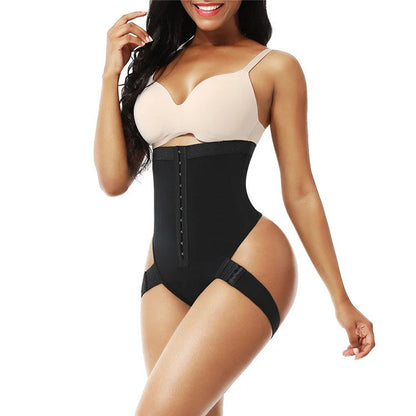 Seamless butt lifter control panties in black and skin tone, high-waist design for shaping and support