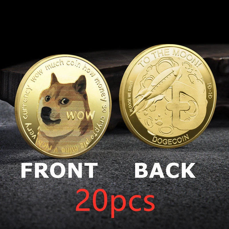 Dogecoin Commemorative Coin with cute dog pattern in gold or silver plating