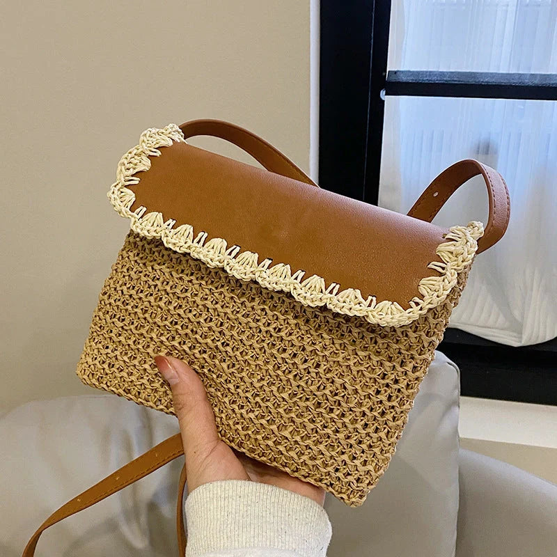 Women's straw western style crossbody bag in various colours