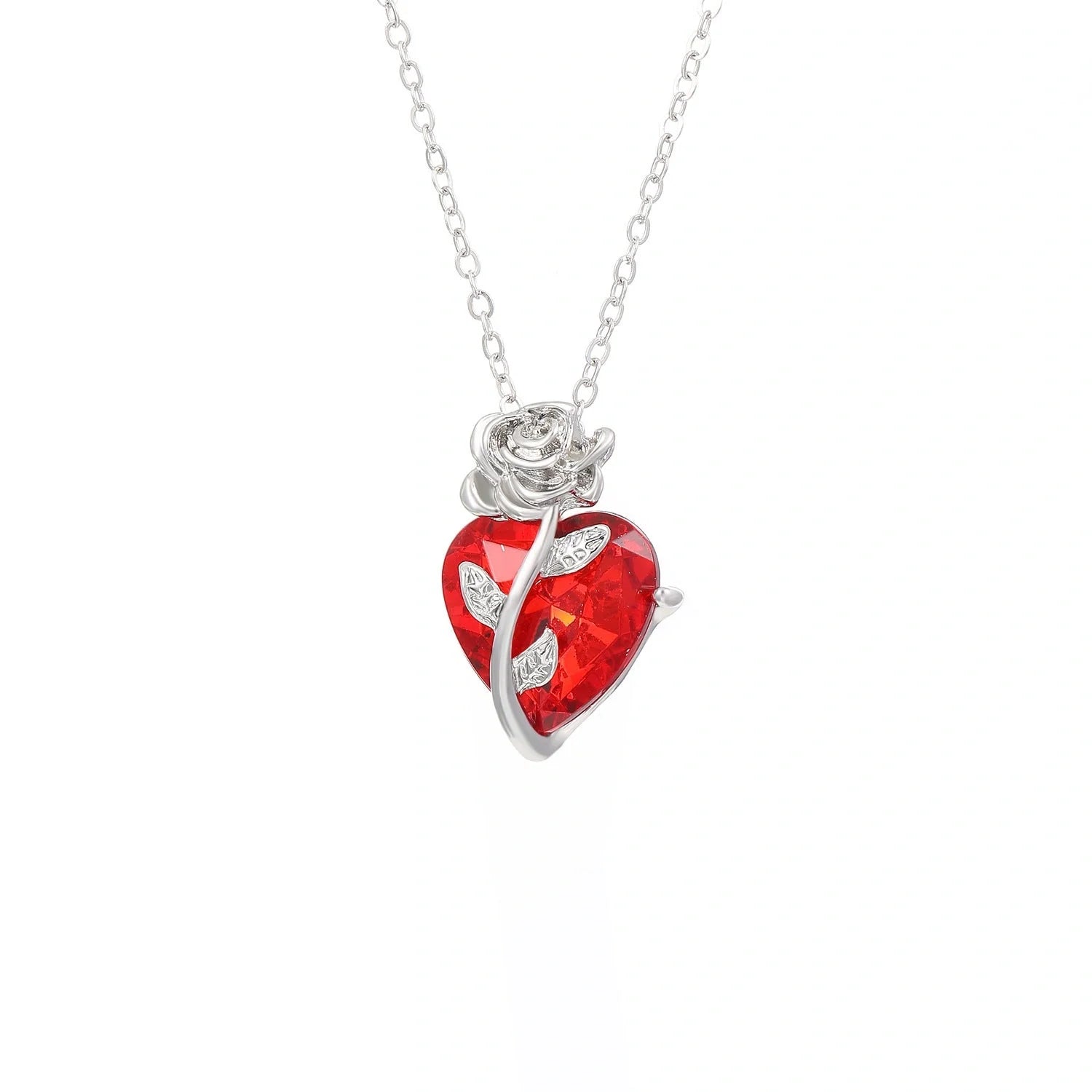 Punk Rose Love Necklace with heart-shaped clavicle chain pendant in black, gold, and silver.