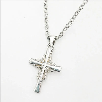 Elegant octagonal star cross pendant in sterling silver alloy with adjustable chain and sophisticated design
