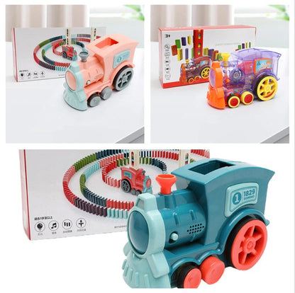 Automatic Domino Train Toy - Motorized Building Set for Kids with Vibrant Colors and Sturdy Construction