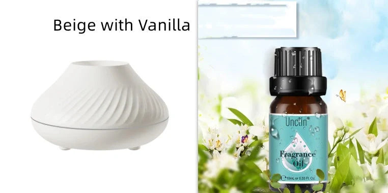 Volcanic Flame Aroma Diffuser with LED light and 130ml capacity in beige and black