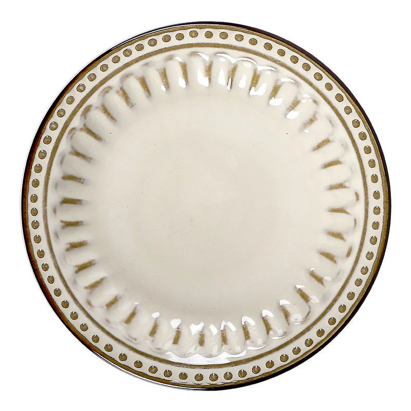 A set of 6 exquisite white ceramic plates, perfect for serving a variety of dishes in style