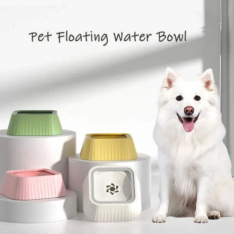A premium floating pet bowl with a suspended water table design to prevent splashing and keep pets' faces dry