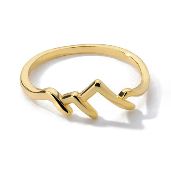Unique mountain-shaped copper ladies' ring with antibacterial properties