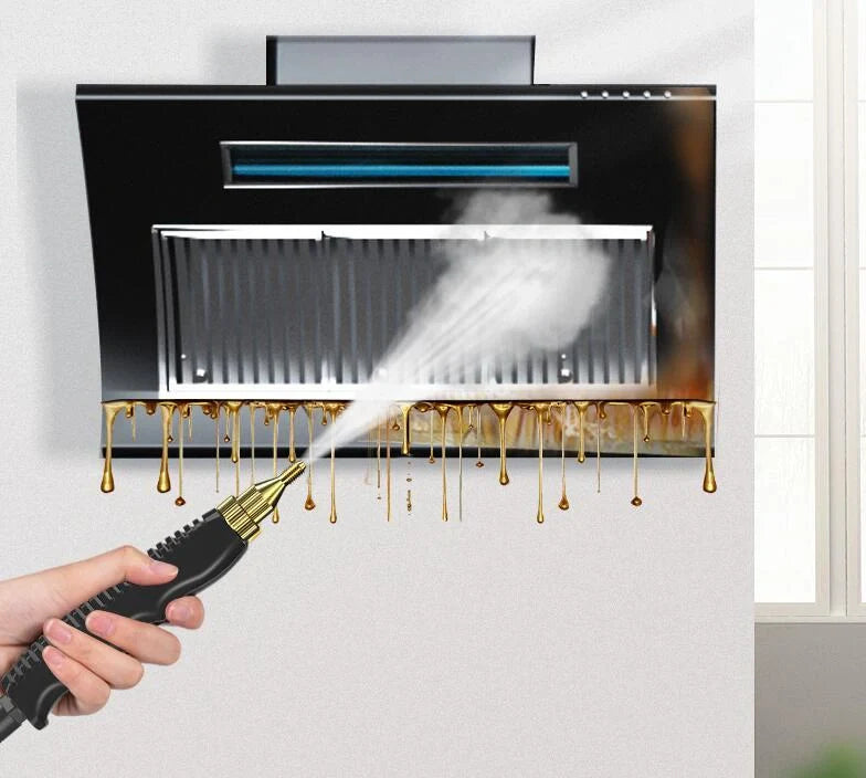 High Pressure Steam Cleaner with large glass water tank and multiple nozzles for kitchen cleaning