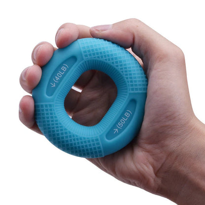 Silicone adjustable grip ring for finger and forearm training in various colours