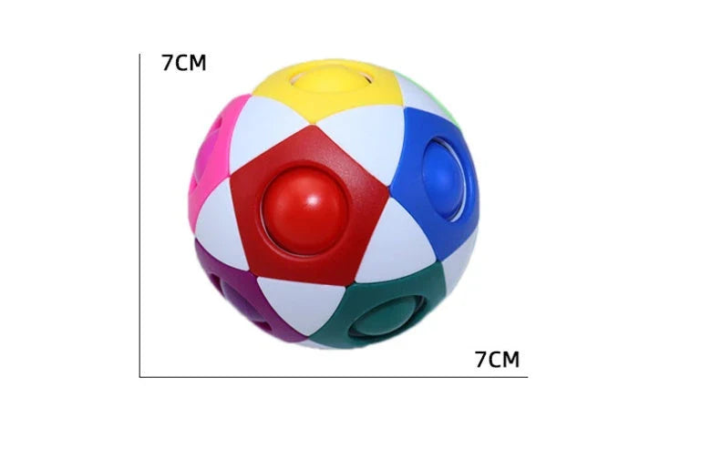Colorful rainbow-patterned decompression soccer ball with 12 holes, a unique intellectual toy for children