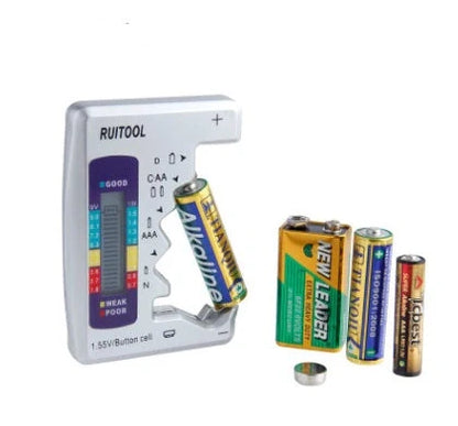 Universal Digital Battery Tester with LCD display for checking AA, AAA, 9V, and button cell batteries
