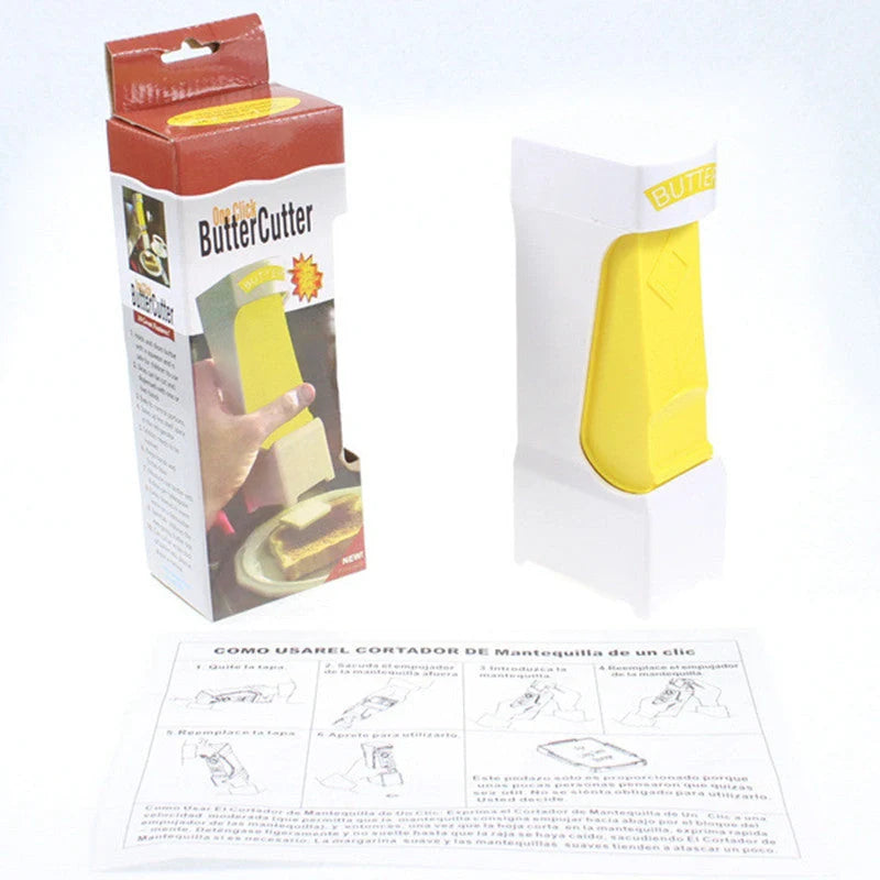 Yellow Stick Butter Cutter Cheese Slicer with one-button dispenser for kitchen use