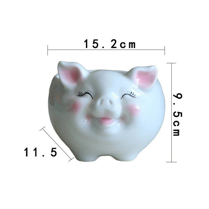 Hand-painted Nordic cartoon animal ceramic succulent pot in various colours and sizes