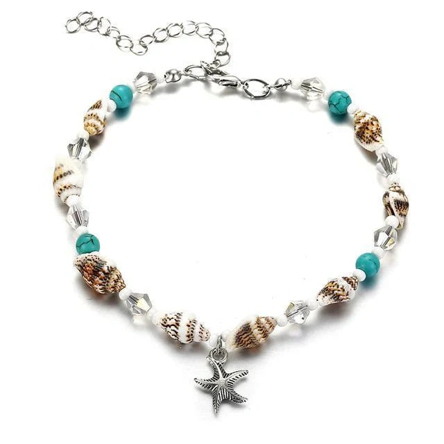 Starfish design zinc alloy anklet for women, perfect for beach outings