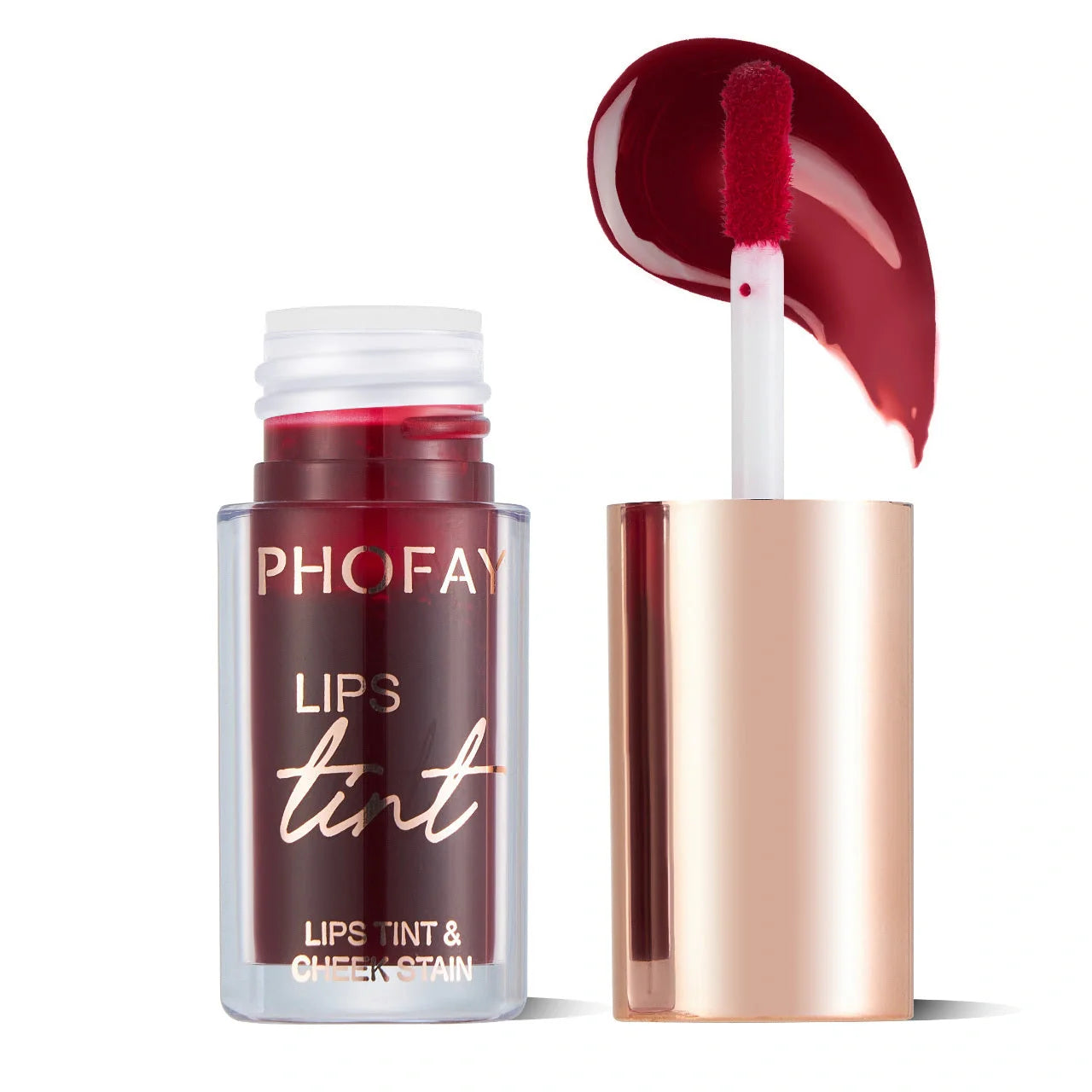 PHOFAY Premium Long-Lasting Lip Tint Collection in various shades and applications