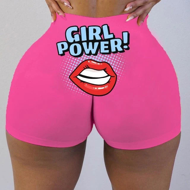 Plus size cotton graphic biker shorts in multiple colours