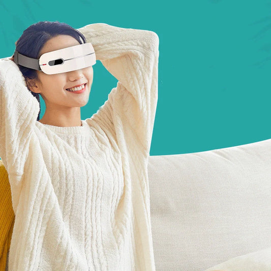 Bluetooth-compatible vibrating hot compress eye massager with airbag kneading