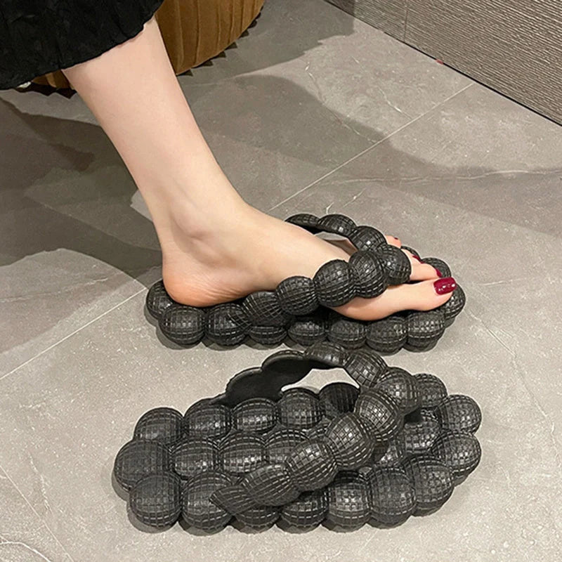 Women's PVC herringbone design bubble slippers in various colours