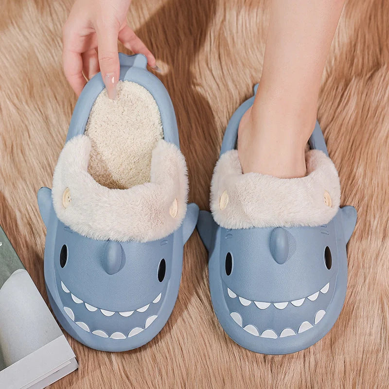 Winter Shark Shoes House Slippers with Button EVA Couple Slippers in various colours