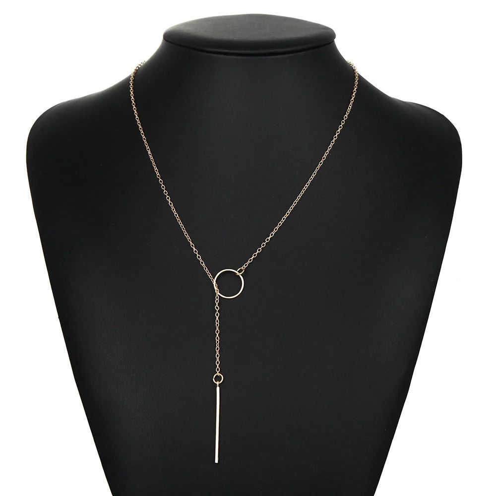 Personalised alloy geometric clavicle chain necklace in gold finish