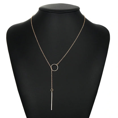 Personalised alloy geometric clavicle chain necklace in gold finish