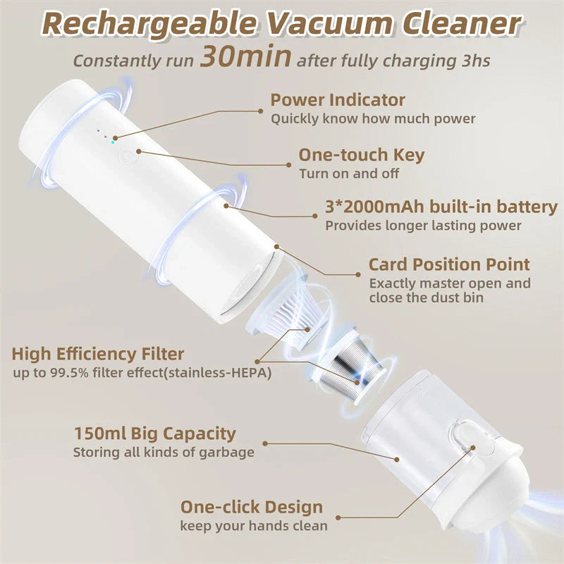 Shell Multifunctional Car Vacuum Cleaner with 10kPa suction, blowing function, and USB charging port