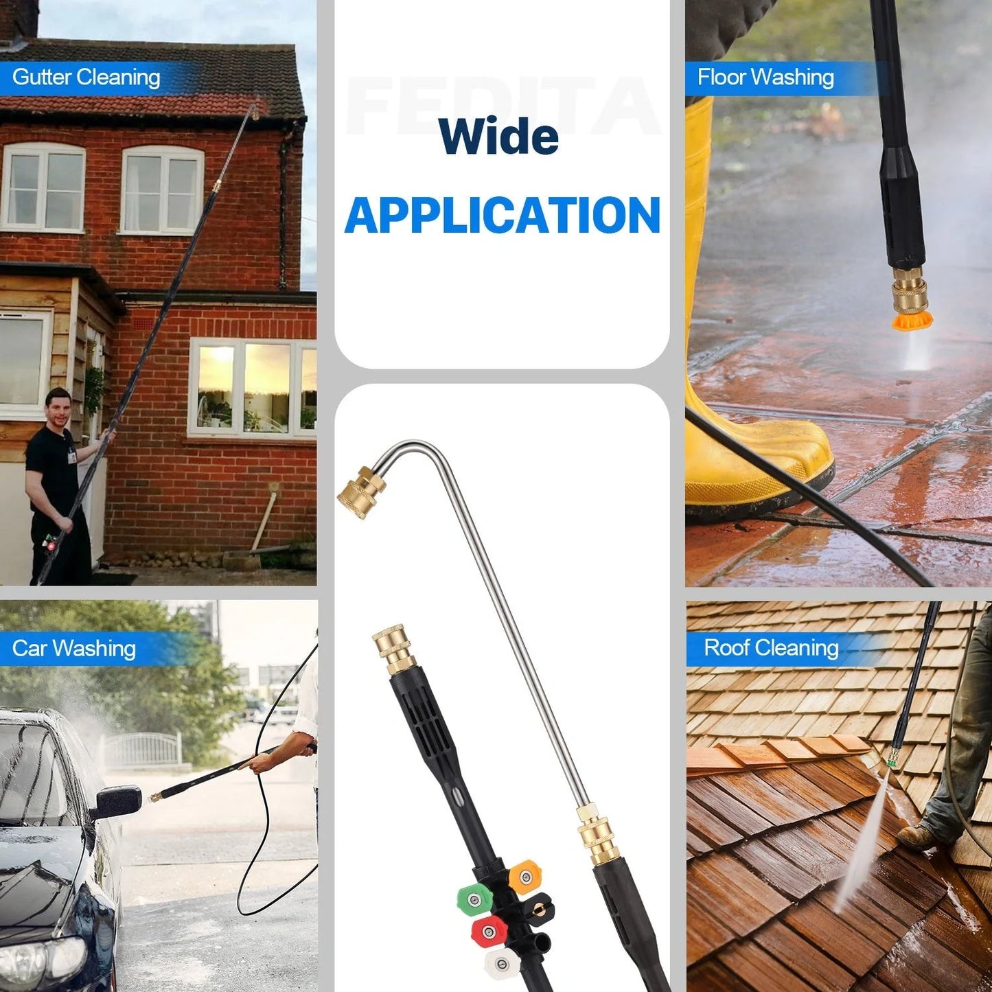 Premium high-pressure gutter cleaner with 110-inch stainless steel rod for efficient drain, gutter, and eaves cleaning